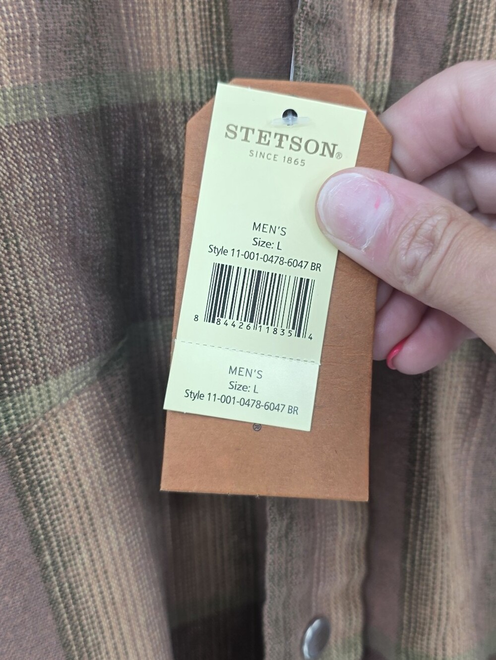 New Stetson Plaid Flannel Shirt Large - Picture 6 of 10